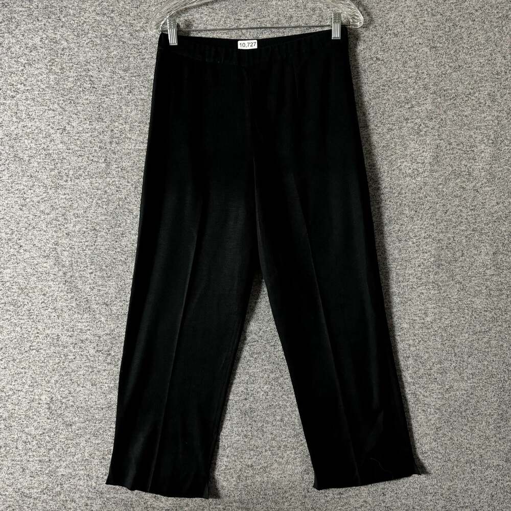 Ming Wang Women's Size Small Black Acrylic Knit Pull On Straight Leg Pants